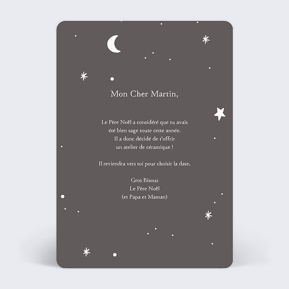 Carte de Noël  Moineau Verso