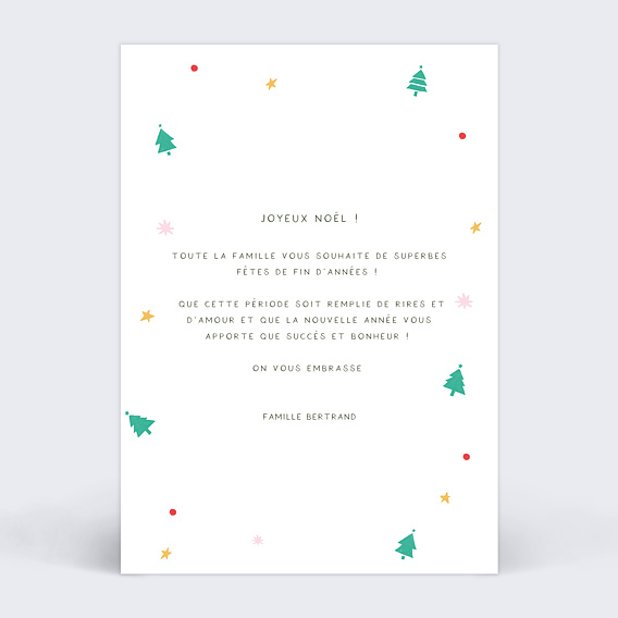 Carte de Noël  Motifs Petite Forêt Verso