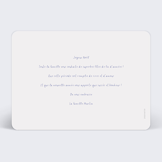 Carte de Noël  Notre hiver Verso