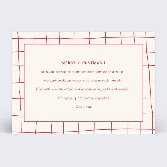 Carte de Noël  Plaid Rouge Verso