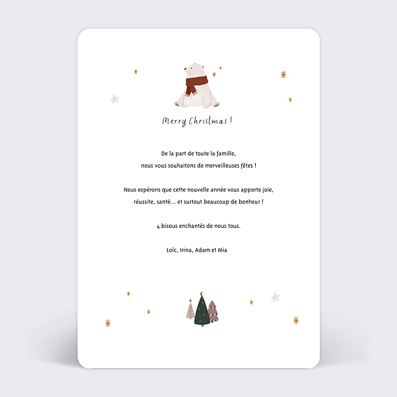 Carte de Noël  Roi des forêts Verso