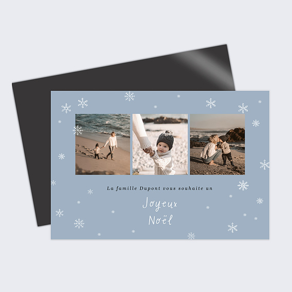 Carte de Noël  Multiphotos et Flocons