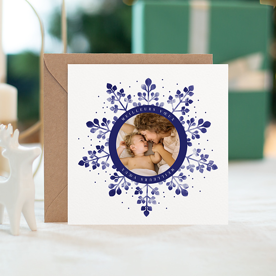 Carte de Noël Flocon Aquarelle