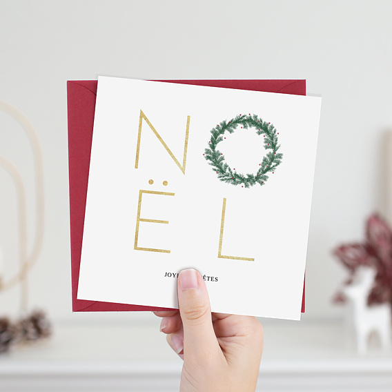 Carte de Noël Noel Couronne