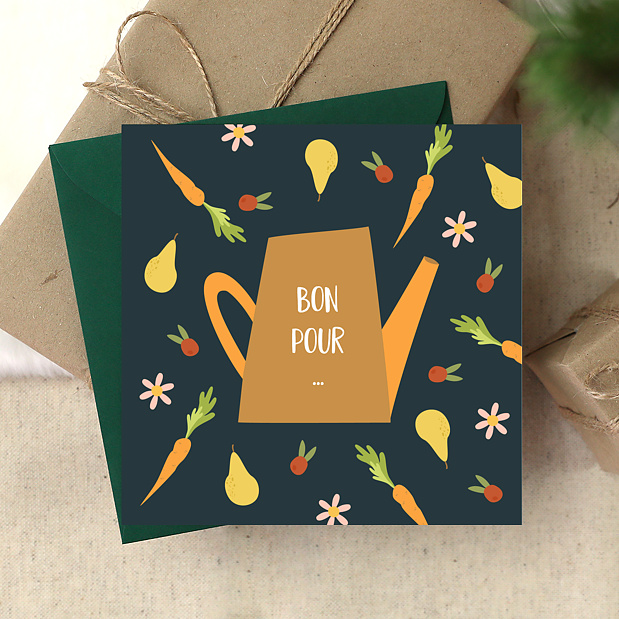 Carte de Noël Bon Pour Jardinage