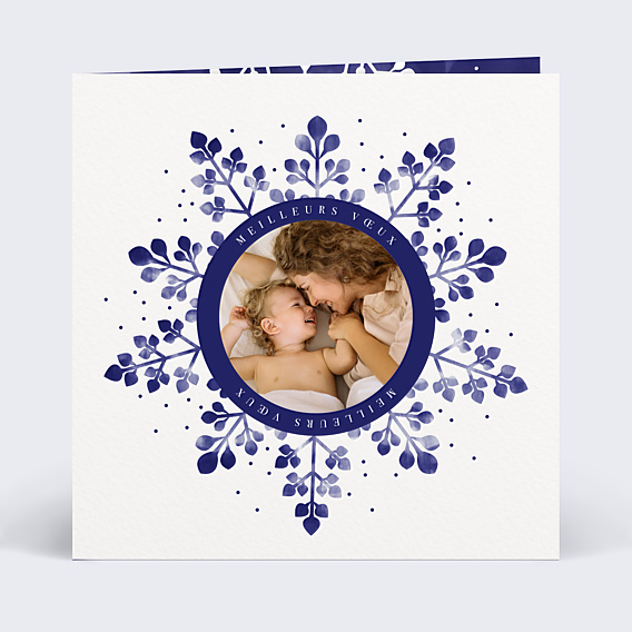Carte de Noël Flocon Aquarelle