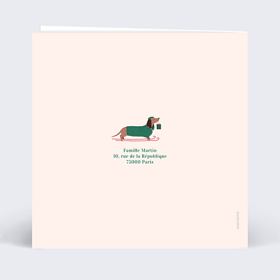 Carte de Noël Livraison cadeau teckel