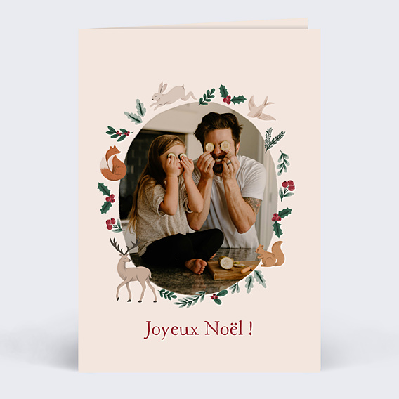 Carte de Noël Animaux Forêt