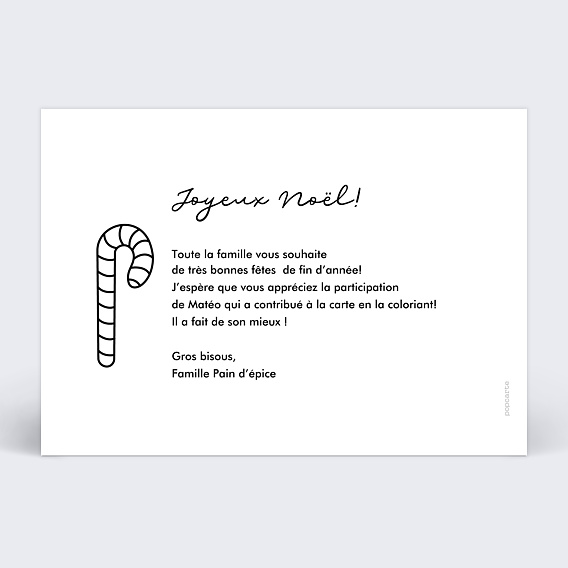 Carte de Noël  Coloriage Pain d'Épices Verso