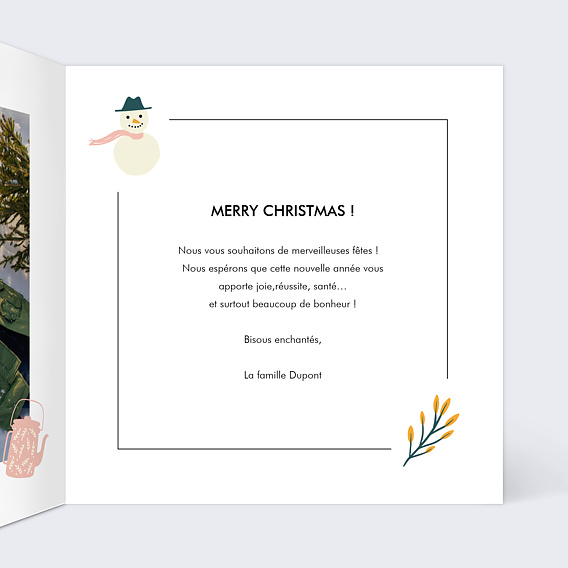 Carte de Noël Flocons Intérieur Droit