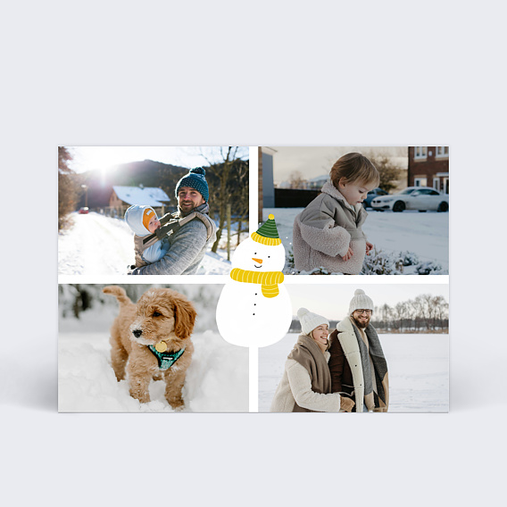 Carte de Noël Bonhomme de Neige Etiquette