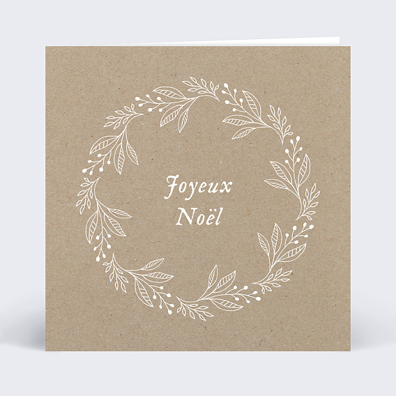 Carte de Noël  Couronne kraft Recto
