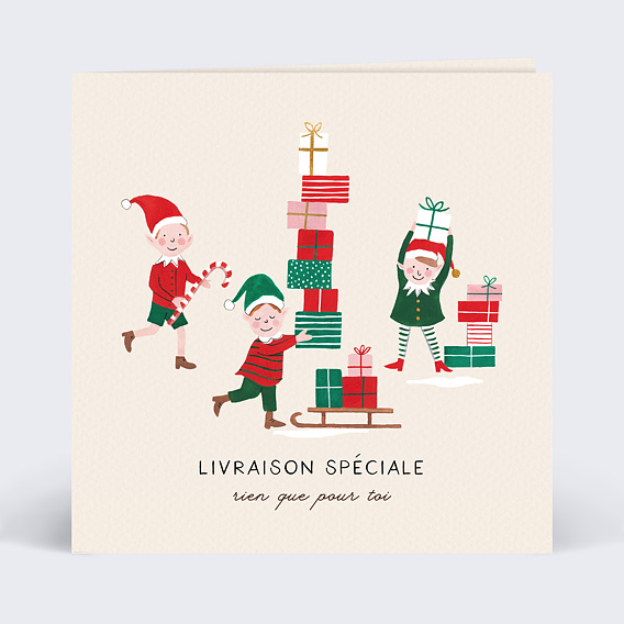 Carte de Noël  Livraison Lutin Recto