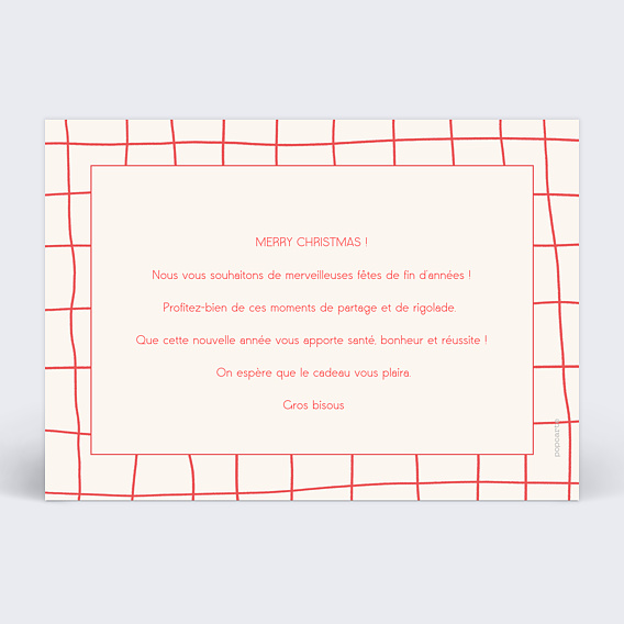 Carte de Noël  Plaid Rouge Verso