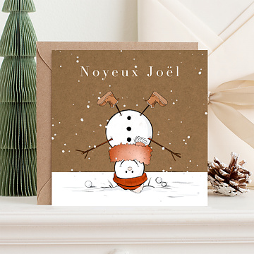 Carte de Nol Bonhomme de Neige Retourn