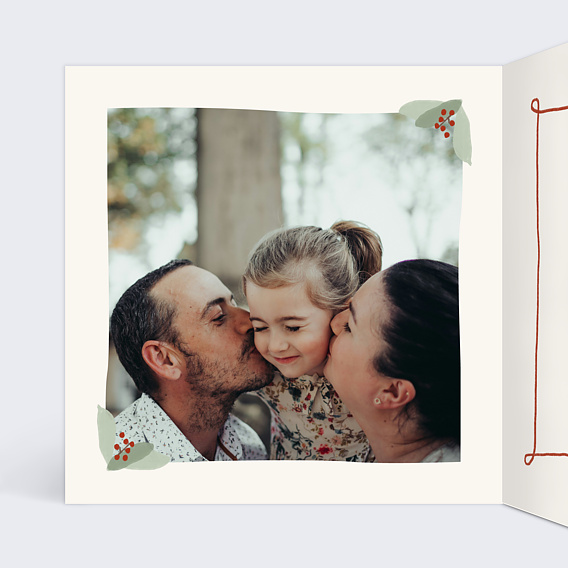 Carte de Noël Couronne avec Noeud Intérieur Gauche