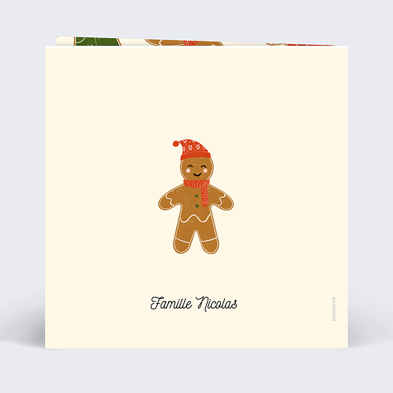 Carte de Noël Famille Pain d'Epices Verso