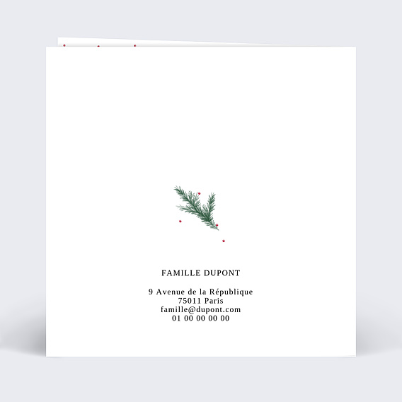 Carte de Noël Noel Couronne Verso