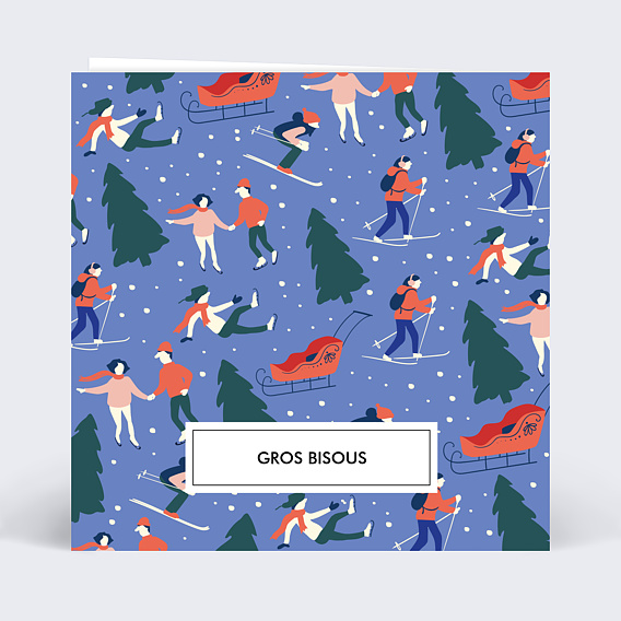 Carte de Noël  Sport d'Hiver Verso
