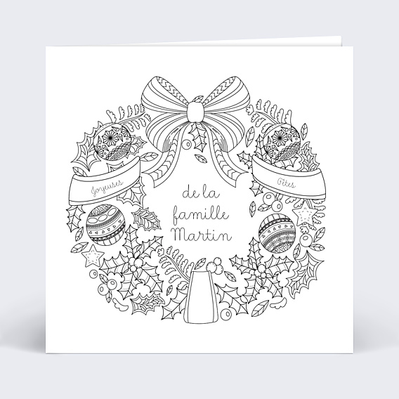 Carte de Noël Coloriage Couronne