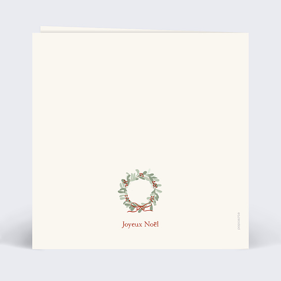 Carte de Noël Couronne avec Noeud Verso