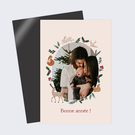 Carte de Noël  Animaux Forêt