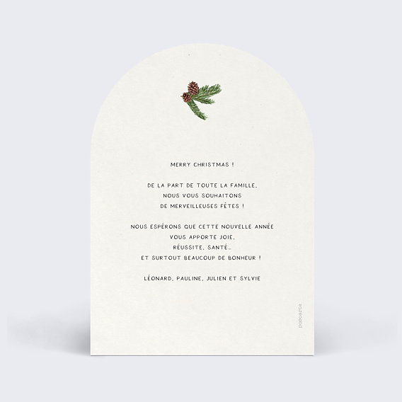 Carte de Noël  Pin Verso