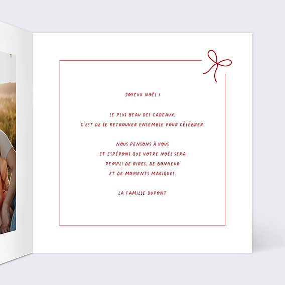 Carte de Noël  Cadeau ruban photos Intérieur Droit