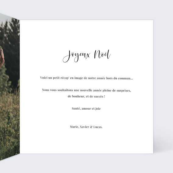 Carte de Noël  Calligraphie Elegante Intérieur Droit