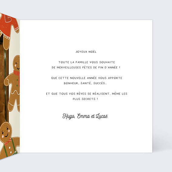Carte de Noël Famille Pain d'Epices Intérieur Droit