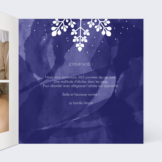 Carte de Noël  Flocon Aquarelle Intérieur Droit