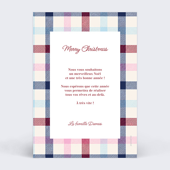 Carte de Noël Tartan champêtre
