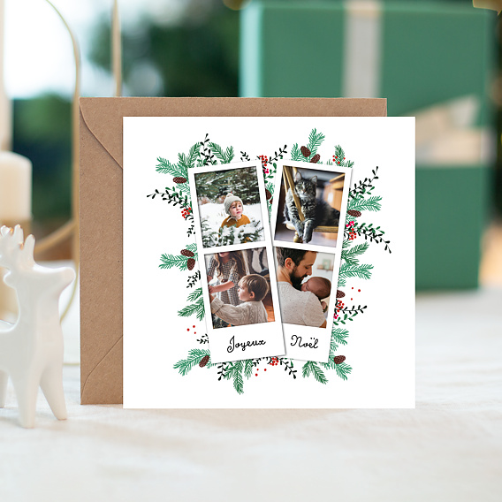 Carte de Noël Double Pola Pommes de Pin 