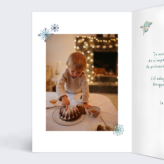 Carte de Noël  Flocon d'Hiver Intérieur Gauche