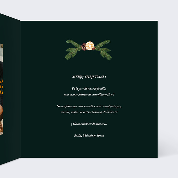 Carte de Noël  Orange Cannelle Intérieur Droit