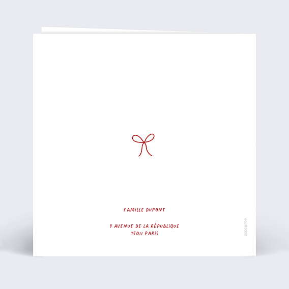 Carte de Noël  Cadeau ruban photos Verso