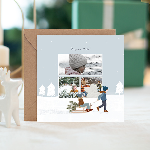 Carte de Noël Petit Traineau