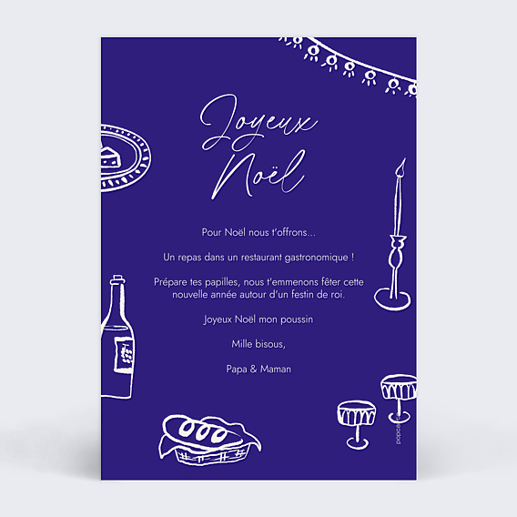 Carte de Noël Bon pour gastronomie