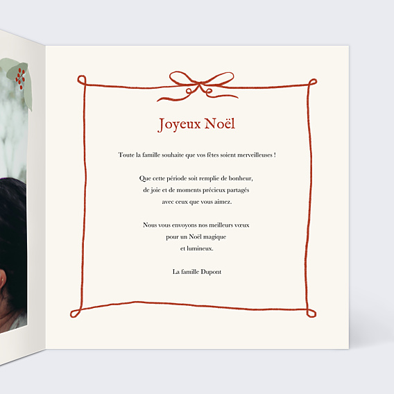Carte de Noël Couronne avec Noeud