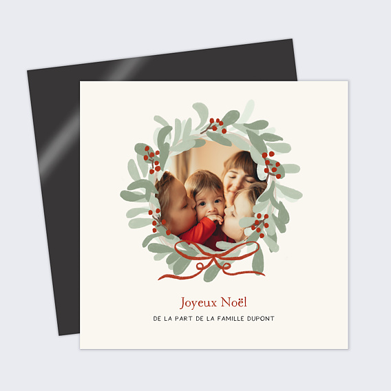 Carte de Noël  Couronne avec Noeud