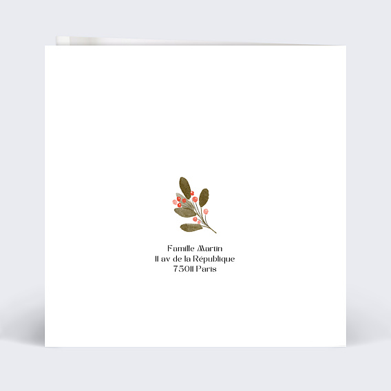Carte de Noël  Houx Aquarelle Verso