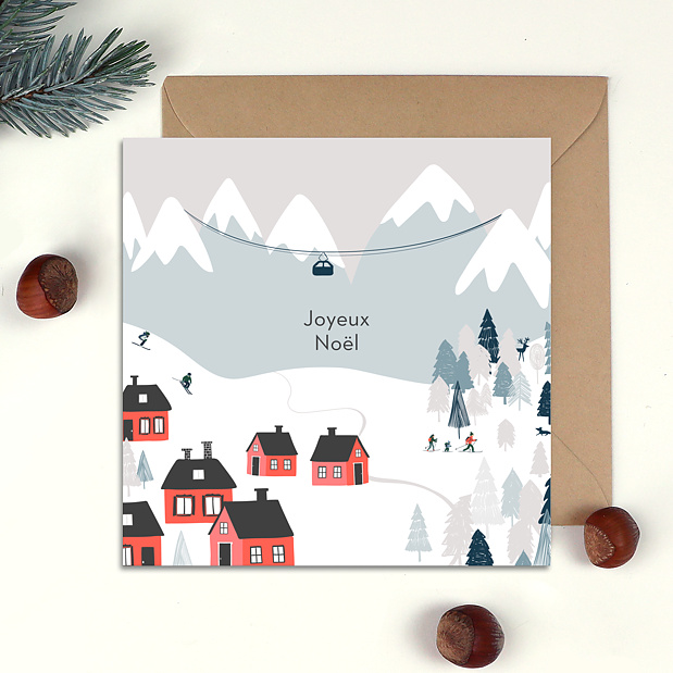 Carte de Noël Village de Montagne