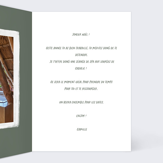 Carte de Noël  Bon pour Spa Intérieur Droit