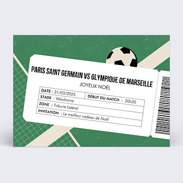 Carte de Noël Billet de Foot