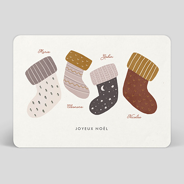 Carte de Noël  Famille chaussettes