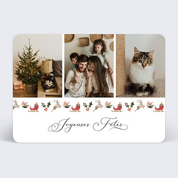 Carte de Noël Frise Traineau