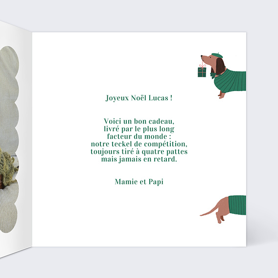 Carte de Noël  Livraison cadeau teckel Intérieur Droit