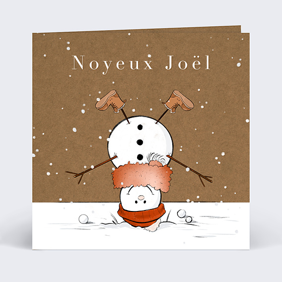 Carte de Noël  Bonhomme de Neige Retourné