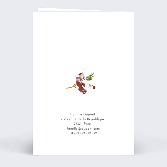Carte de Noël  Chaussettes sur Branche de Houx Verso