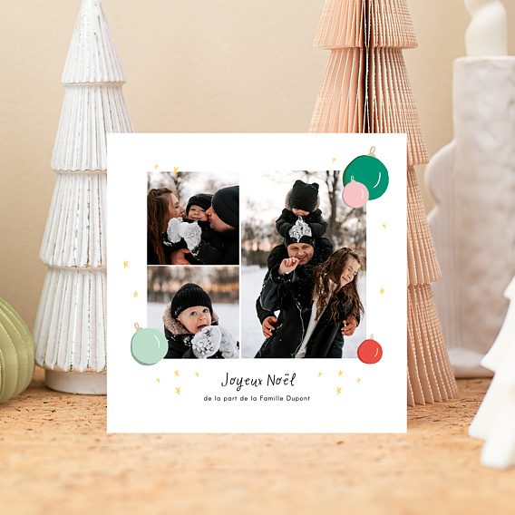 Carte de Noël Petites boules colorées
